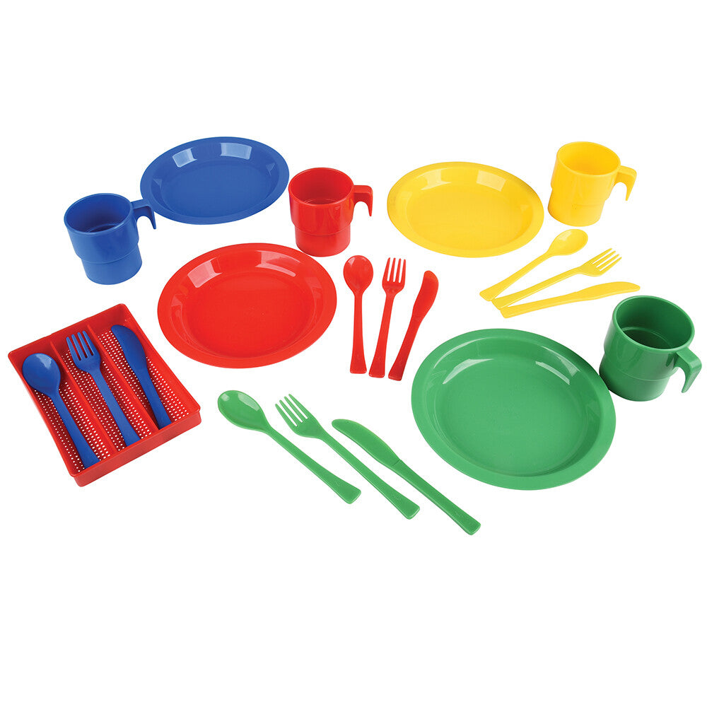 Indestructible Play Dishes - Service for Four Kids in Primary Colors