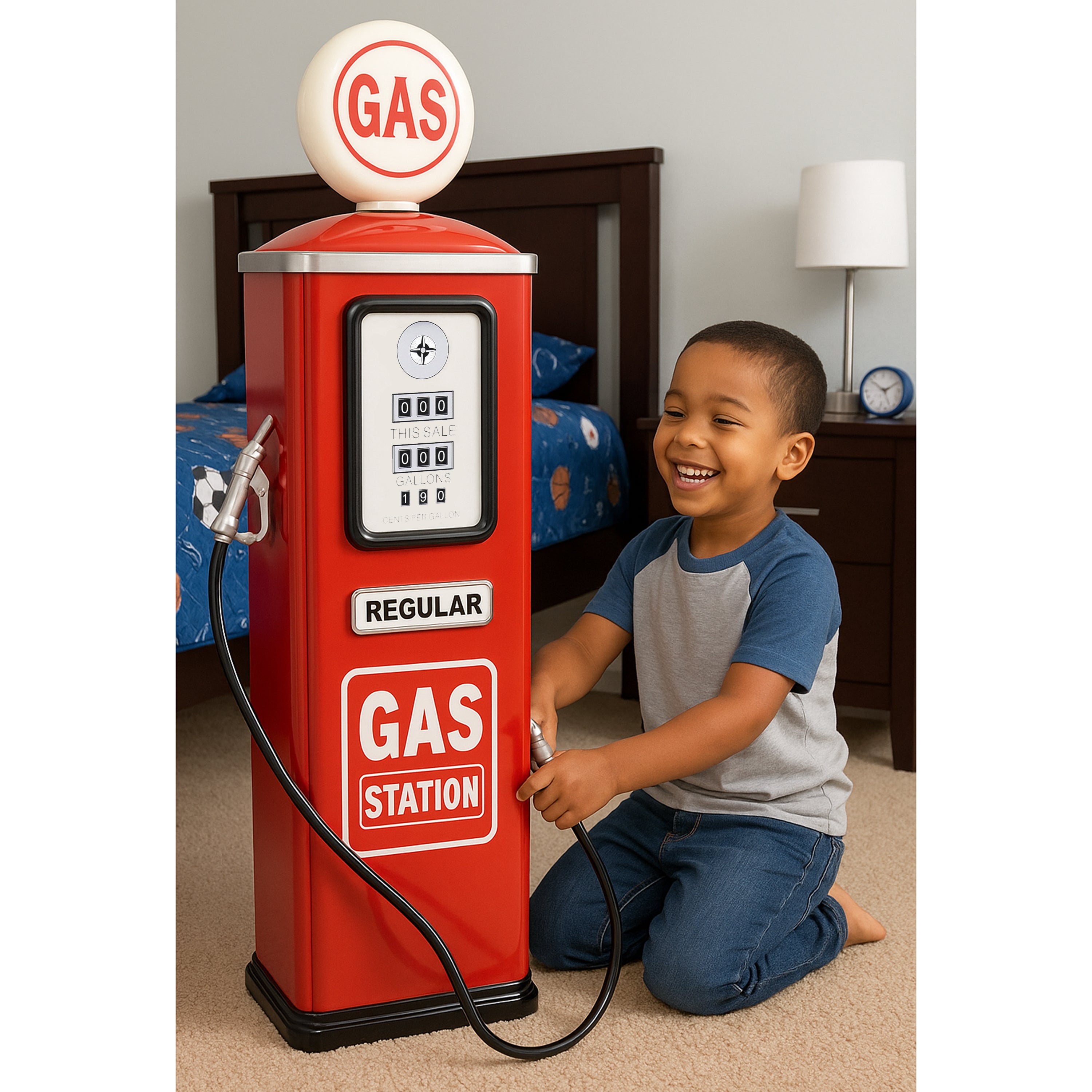 Steel Gas Pump Pretend Play Toy | Durable Vintage-Style Role-Play Prop