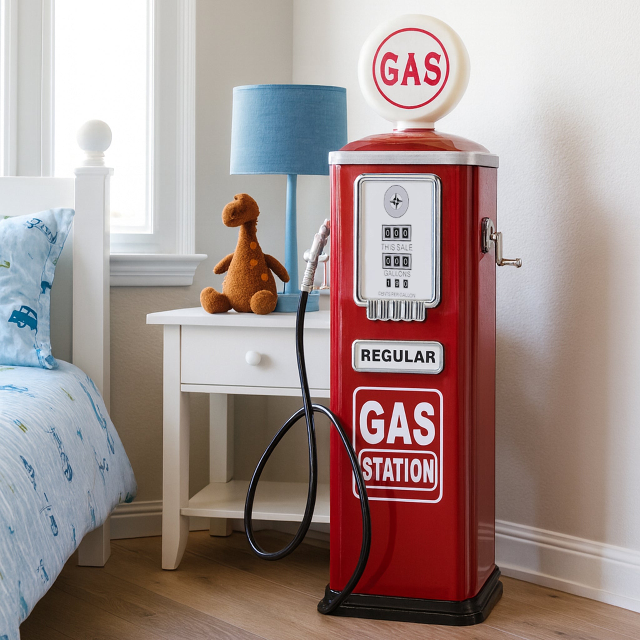 Realistic Steel Gas Pump Replica for Imaginative Play