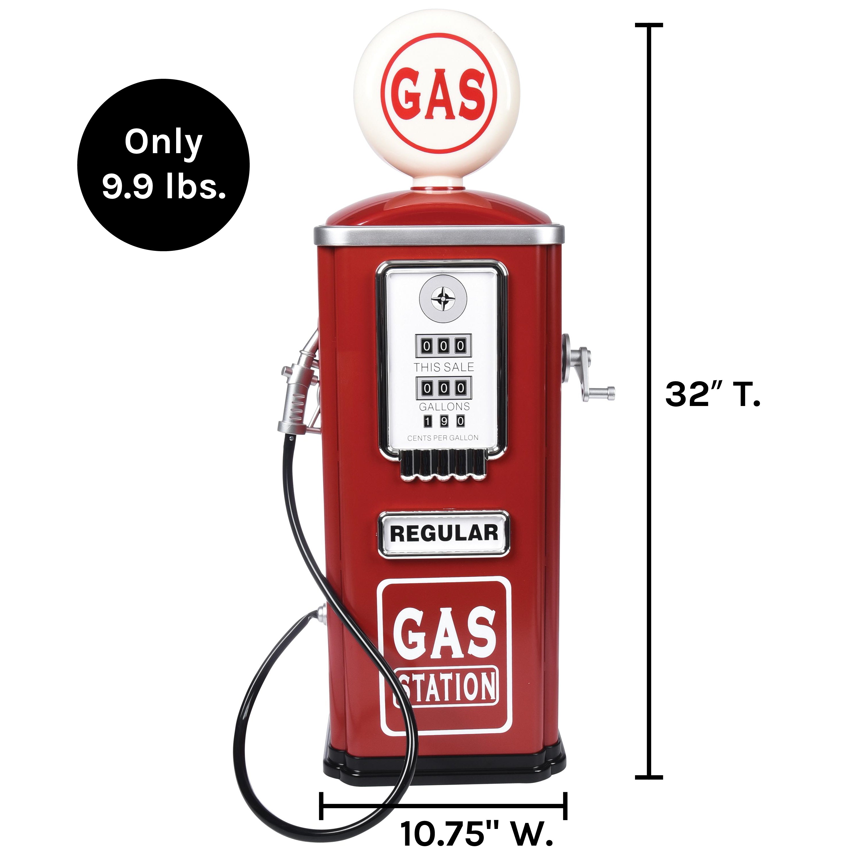 Steel Gas Pump Pretend Play Toy | Durable Vintage-Style Role-Play Prop