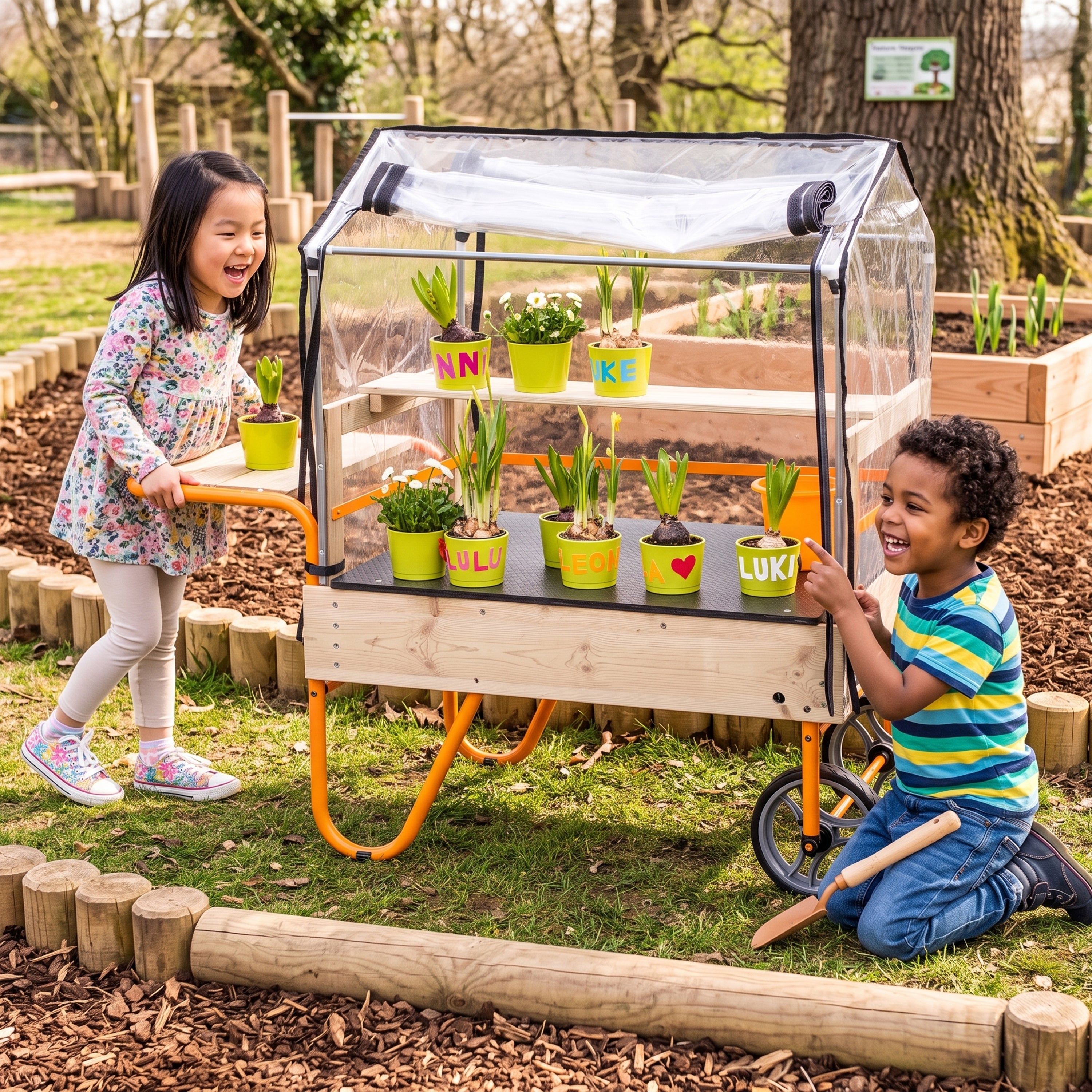 Mobile Greenhouse Little Gardener | Rolling Children's Greenhouse for Gardening & STEM Learning