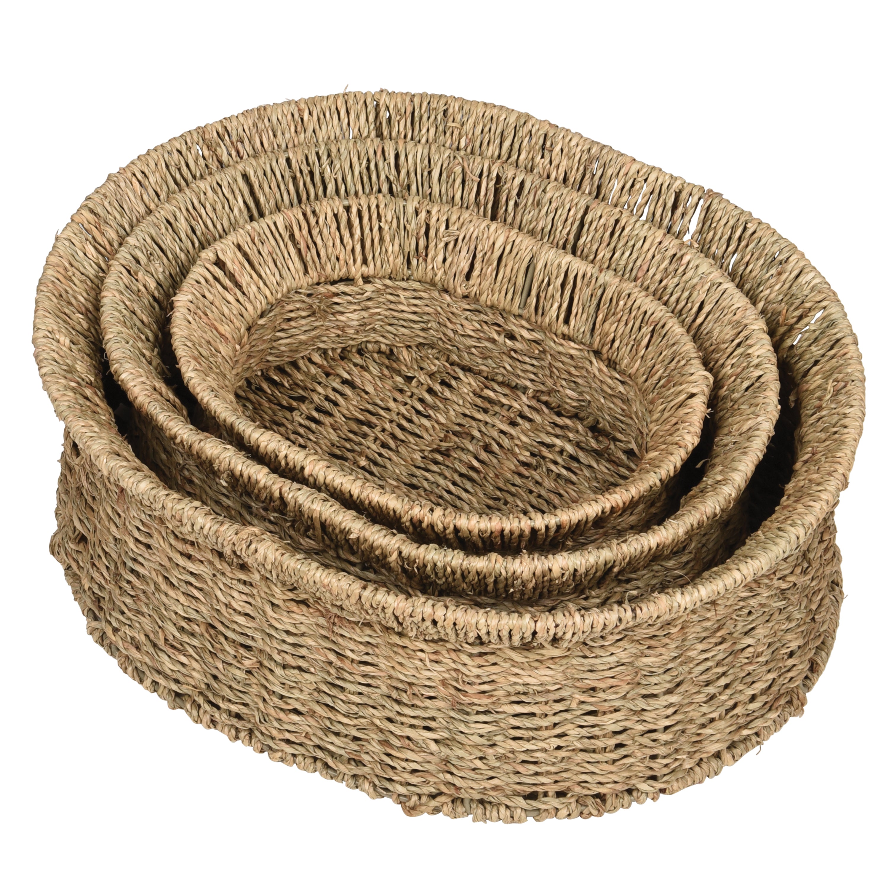 Seagrass Oval Storage Baskets, Set of 3
