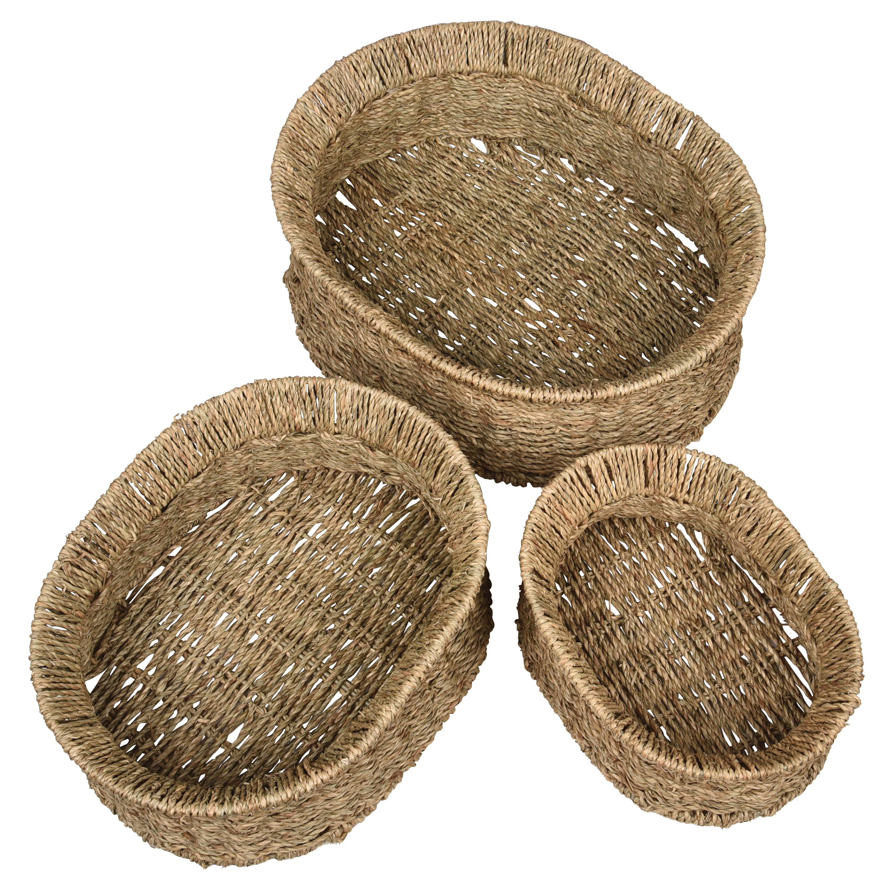Seagrass Oval Storage Baskets, Set of 3