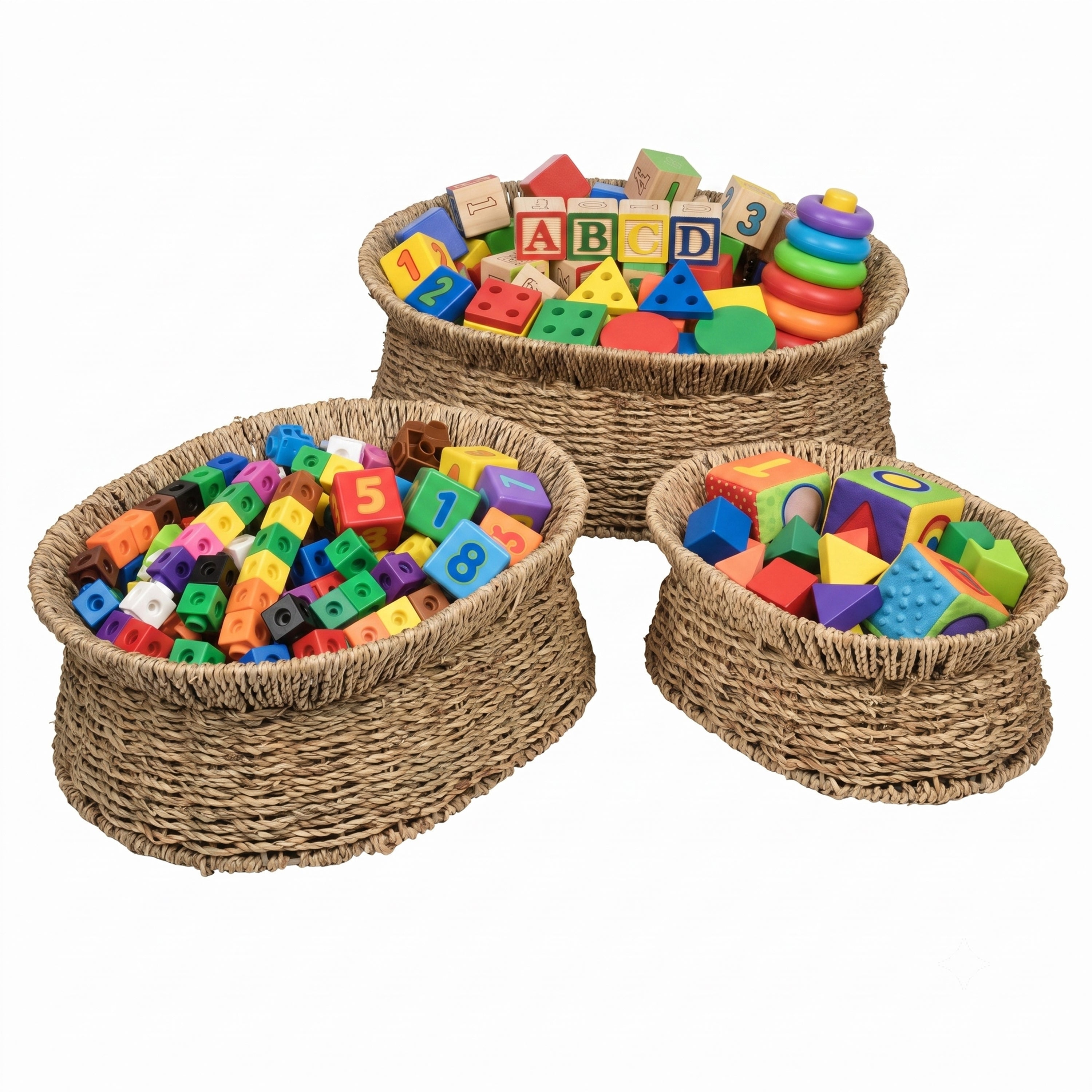 Seagrass Oval Storage Baskets, Set of 3