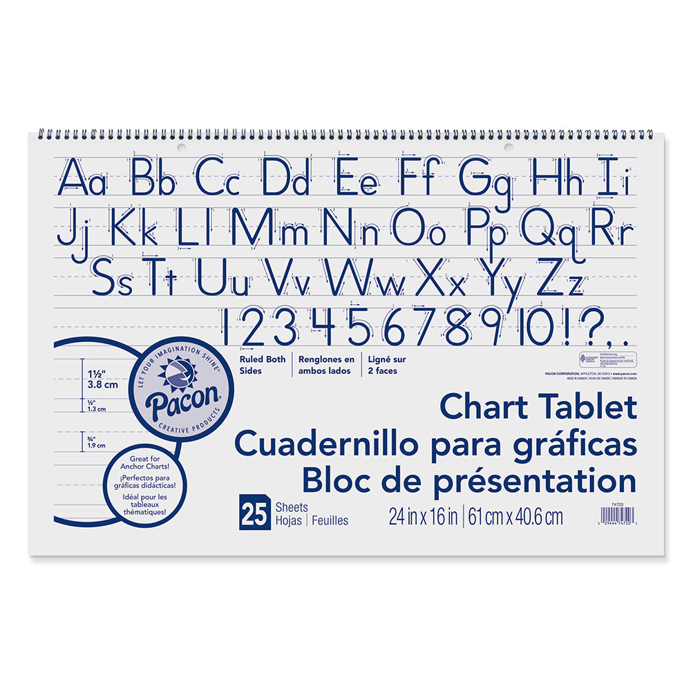 Easel-Style Chart Tablet | 24" x 16" Ruled Anchor Chart Paper