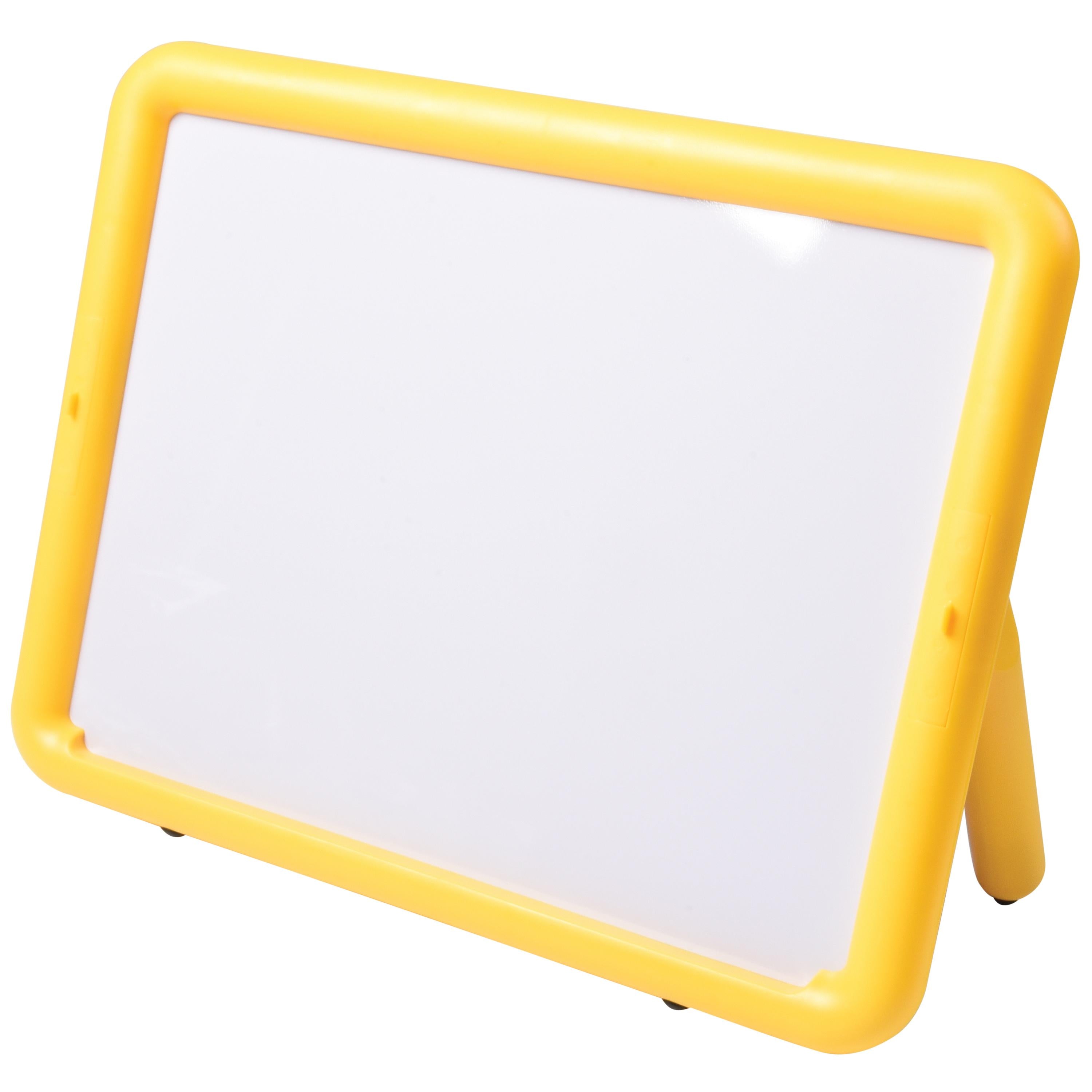 Whiteboard with yellow frame on a white background