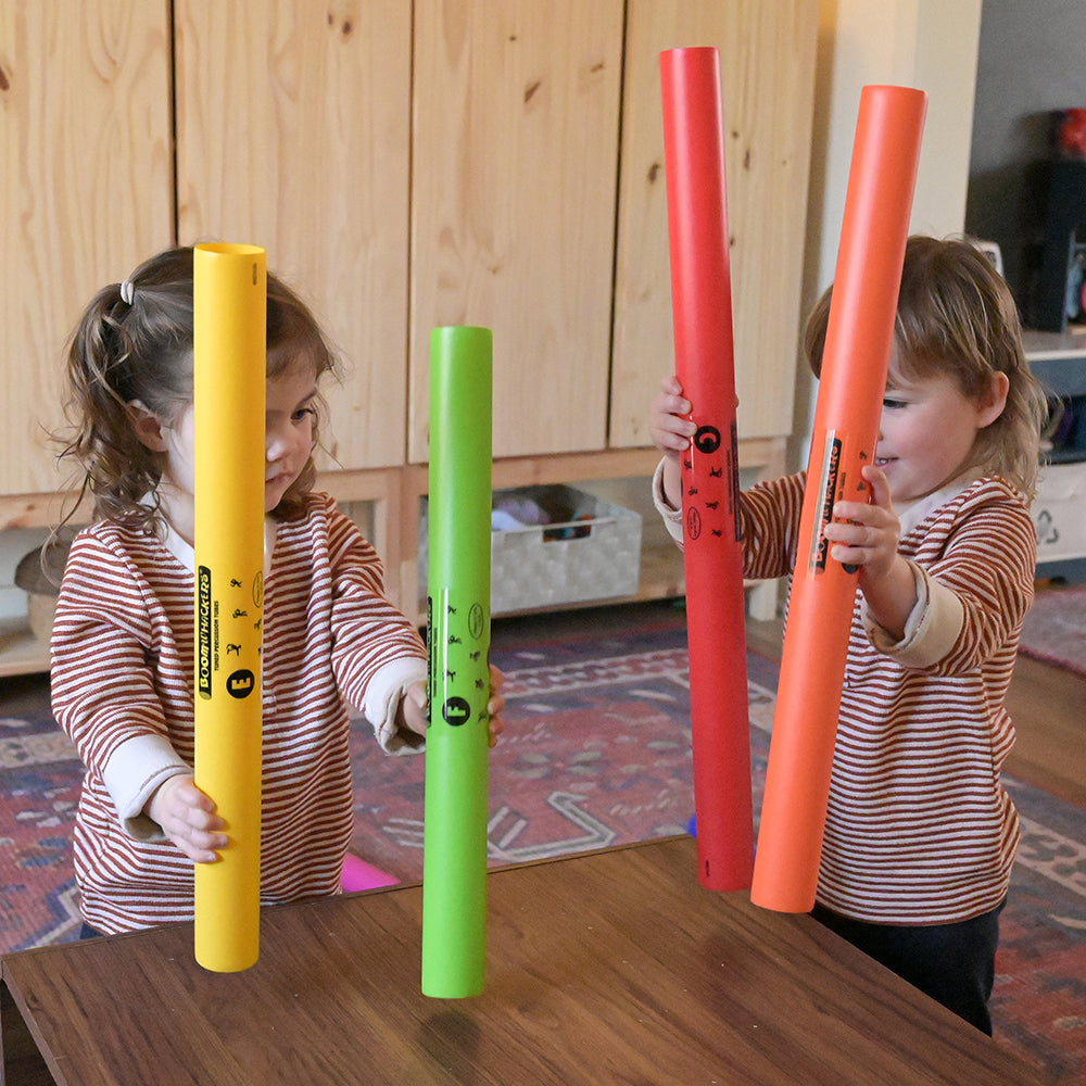Two Toddlers With Boomwhackers® Musical Tubes in the Classroom