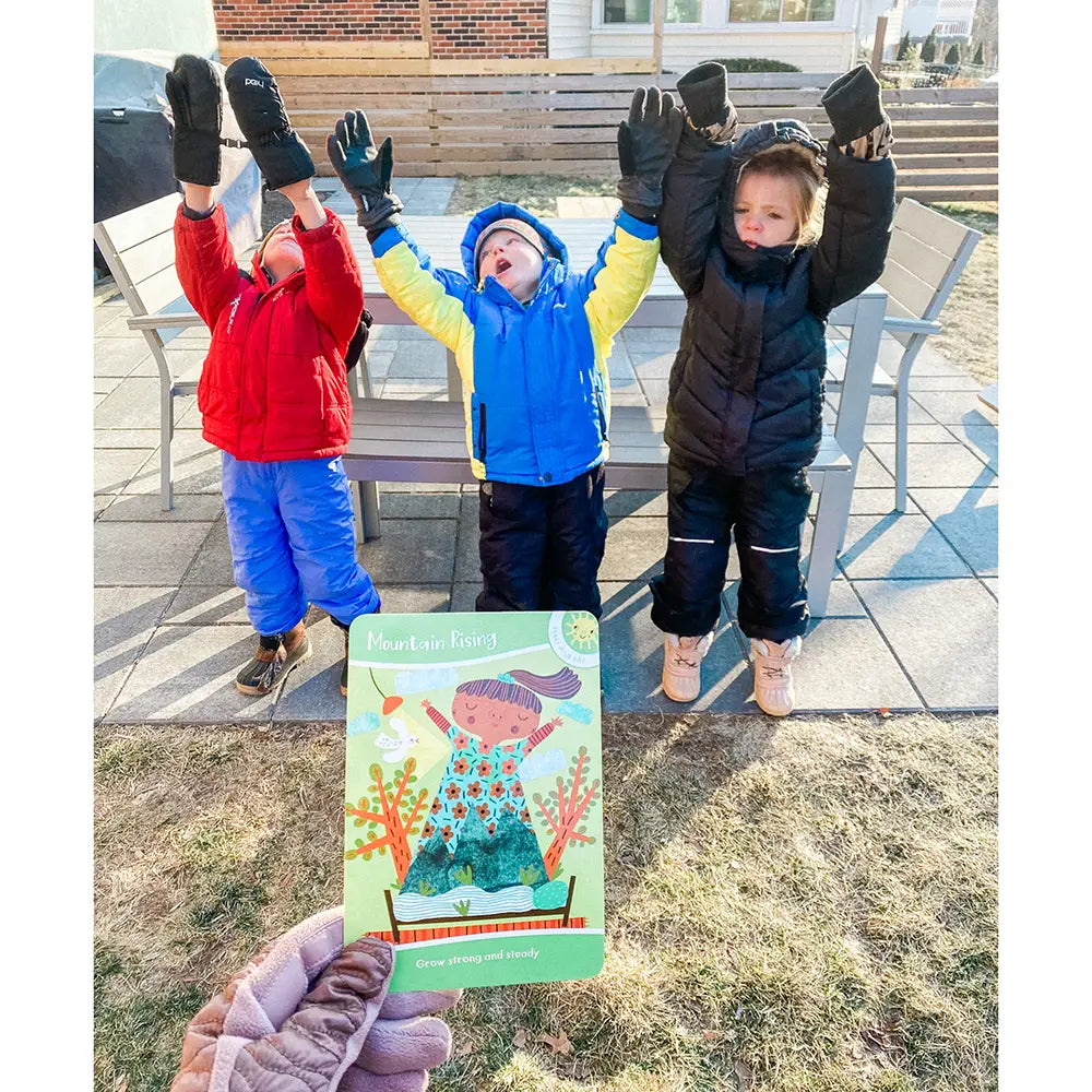Kids Being Active Outdoors with Healthy Bodies, Healthy Minds Yoga & Wellness Activity Card Set