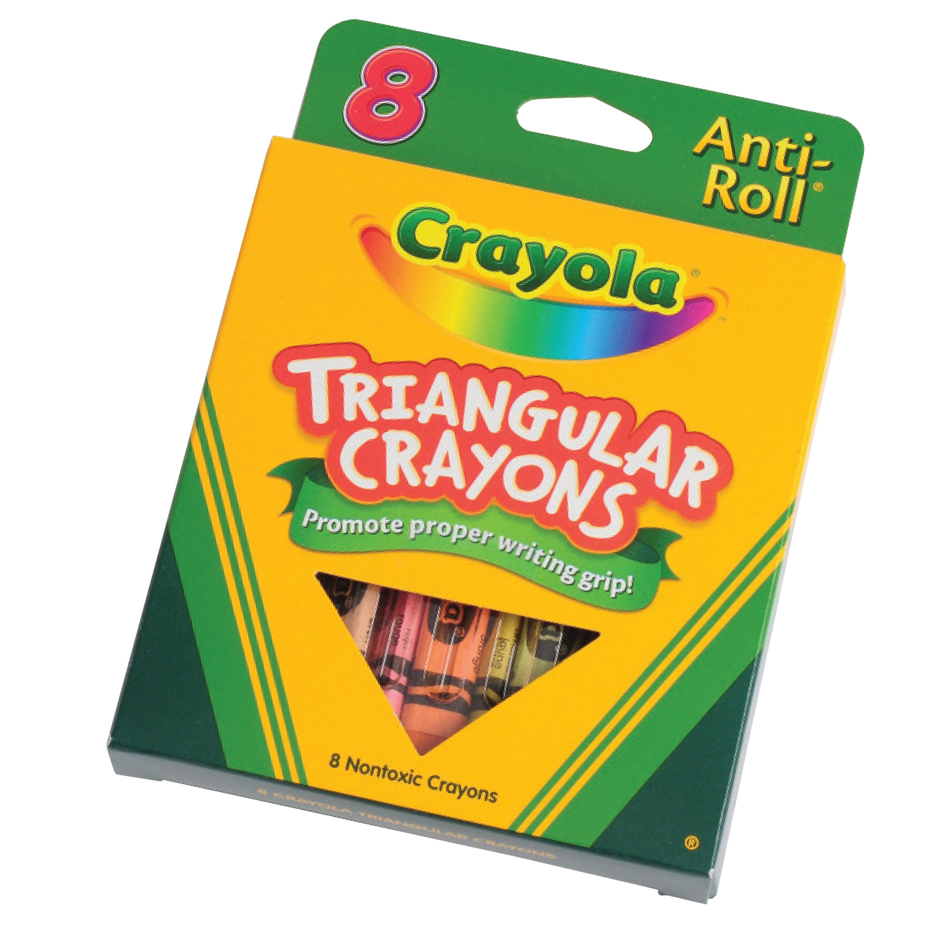 Crayola triangular crayons packaging on a white background