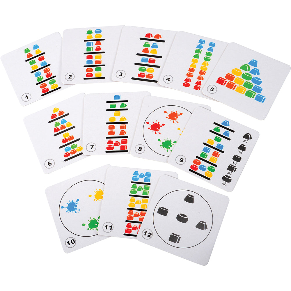 Twelve Activity Cards for 3-D Geometric Stacker