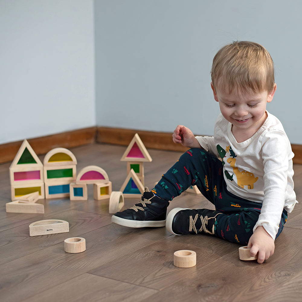 Toddler Stacking Color Mixing Building Blocks | 24-Piece Light Table Set