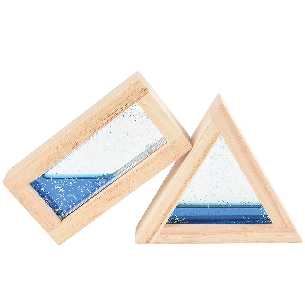 Glitter water blocks with blue dye