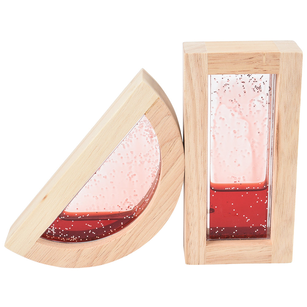 Glitter water blocks with red dye