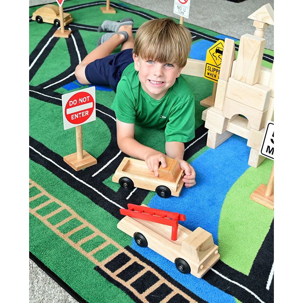 Using Wooden Traffic Signs During Block Play