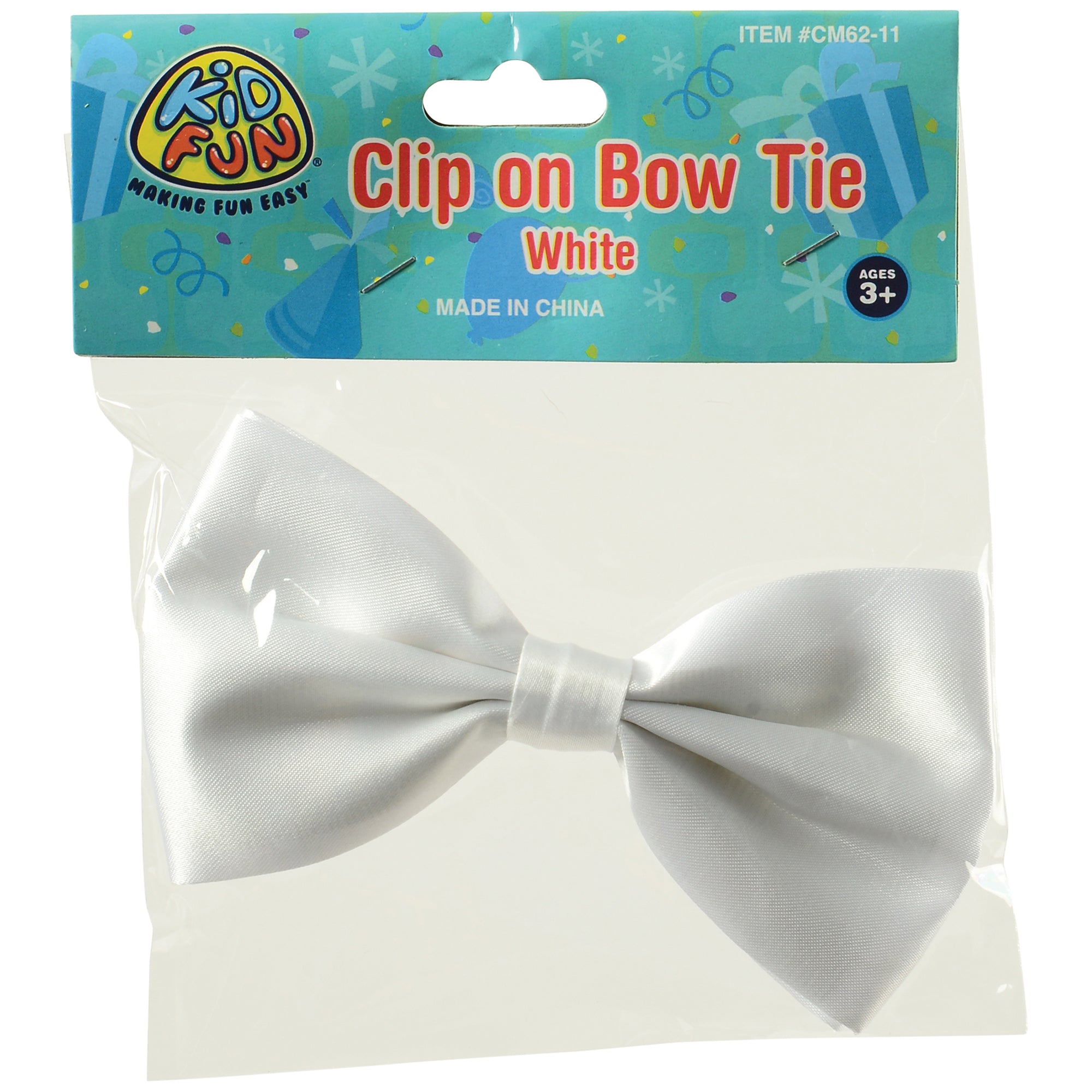 White Clip-On Bowtie for Kids – Classic Costume Accessory