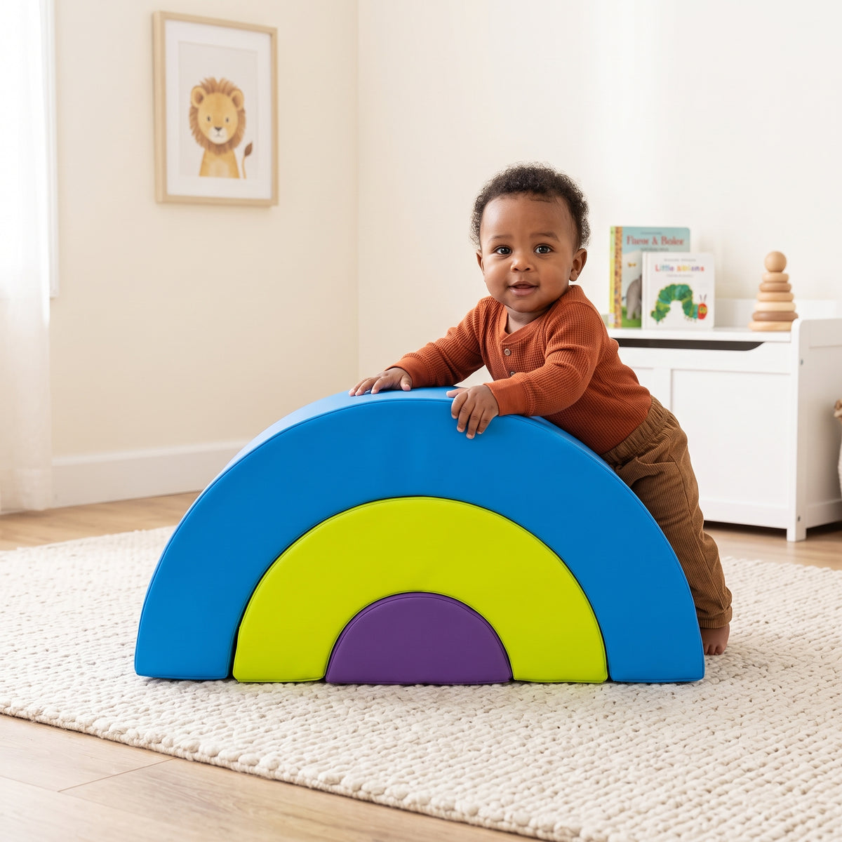 Nested Rainbow Arches | 3-Piece Foam Climber, Crawl-Through & Rocker Playset