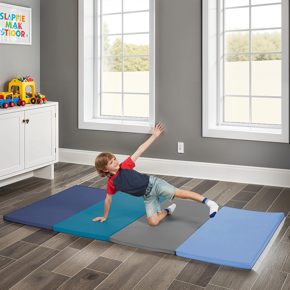 Soft Tumbling Mat | 4' x 8' Thick Foam Toddler Floor Mat used indoors in a playroom