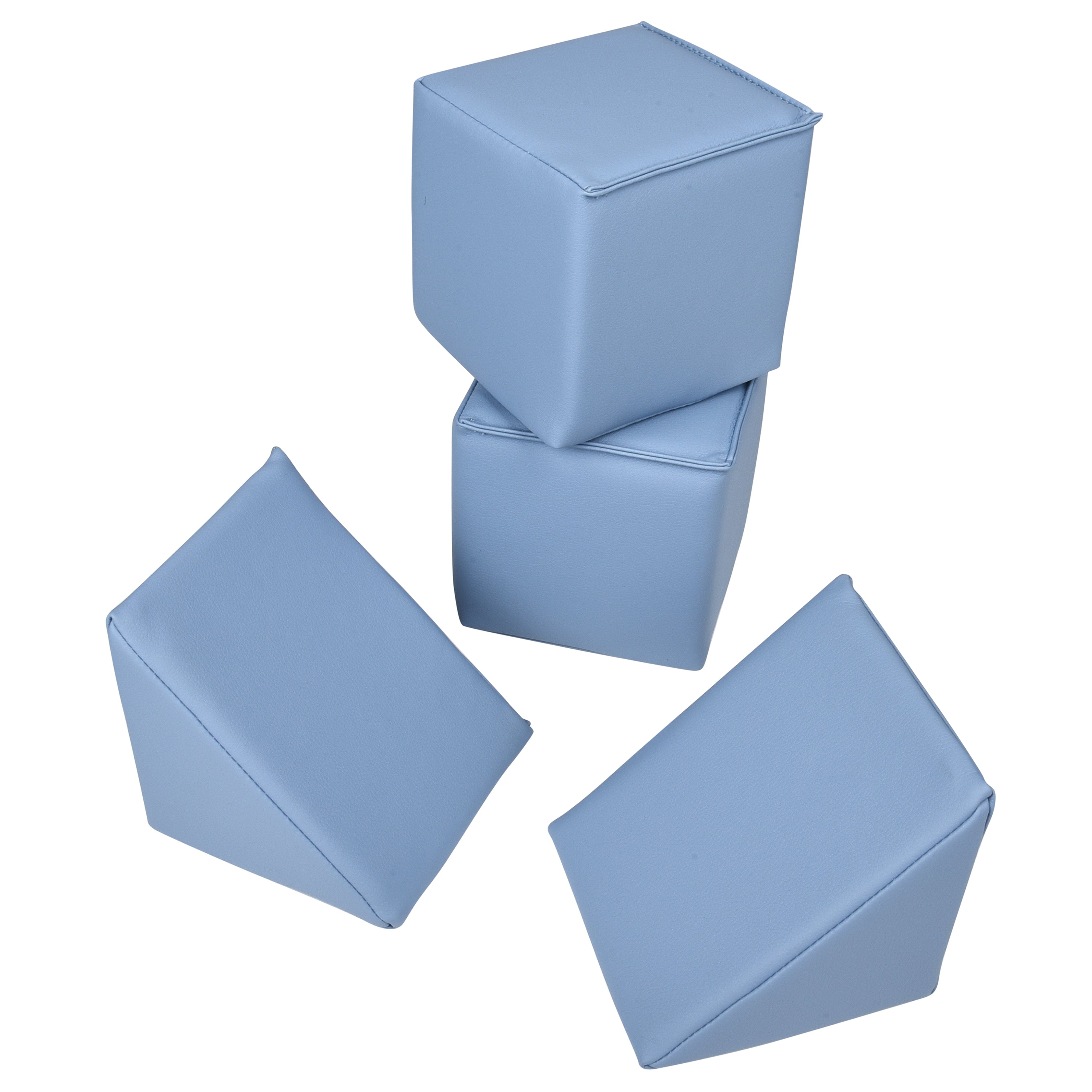 Set of four blue foam wedges on a white background
