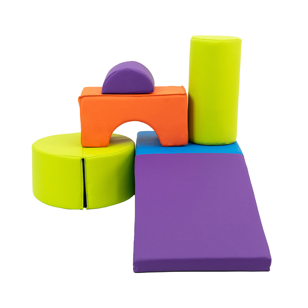Colorful foam blocks on a white background