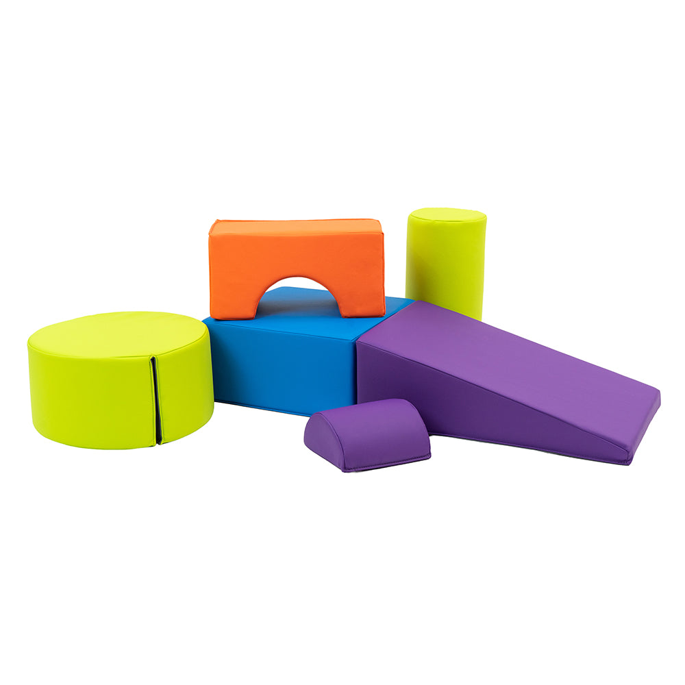 Colorful foam blocks on a white background