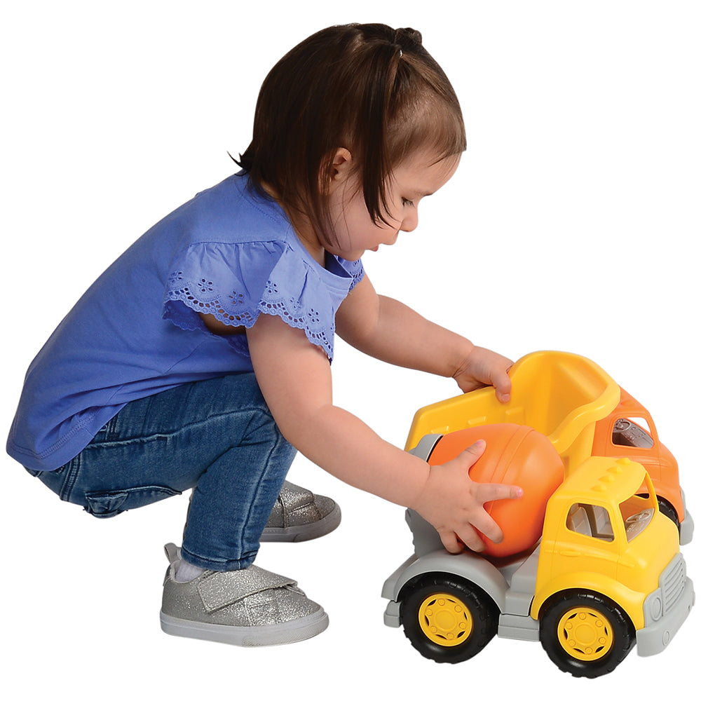 Toddler with 2 Chunky Community Helpers Vehicles