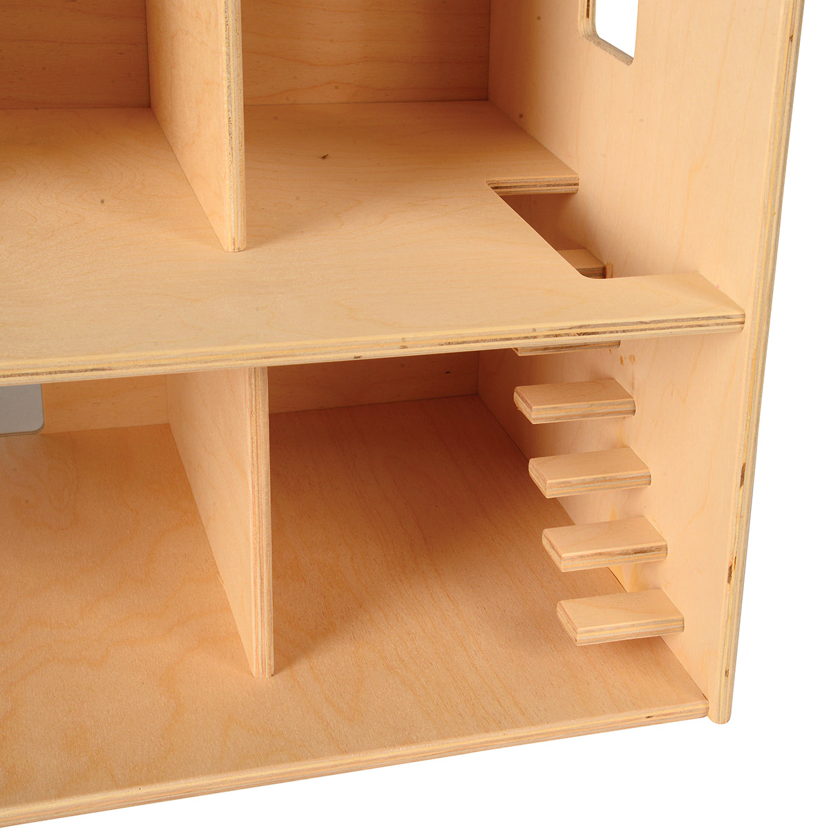 Wooden playhouse with steps on a white background
