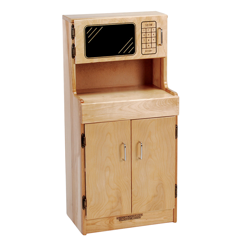 Wooden Maple Child-sized Toy Cabinet with Microwave