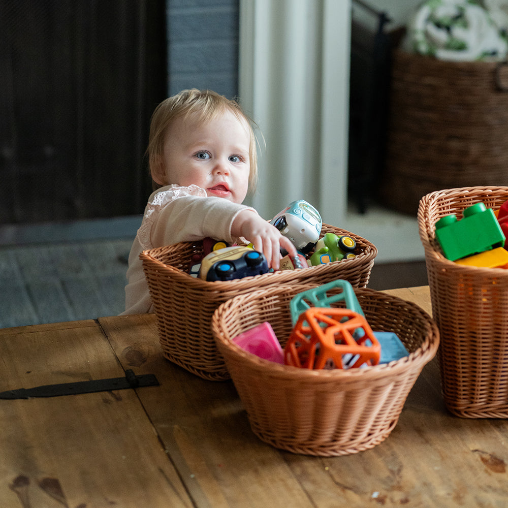 Plastic Woven Baskets Set