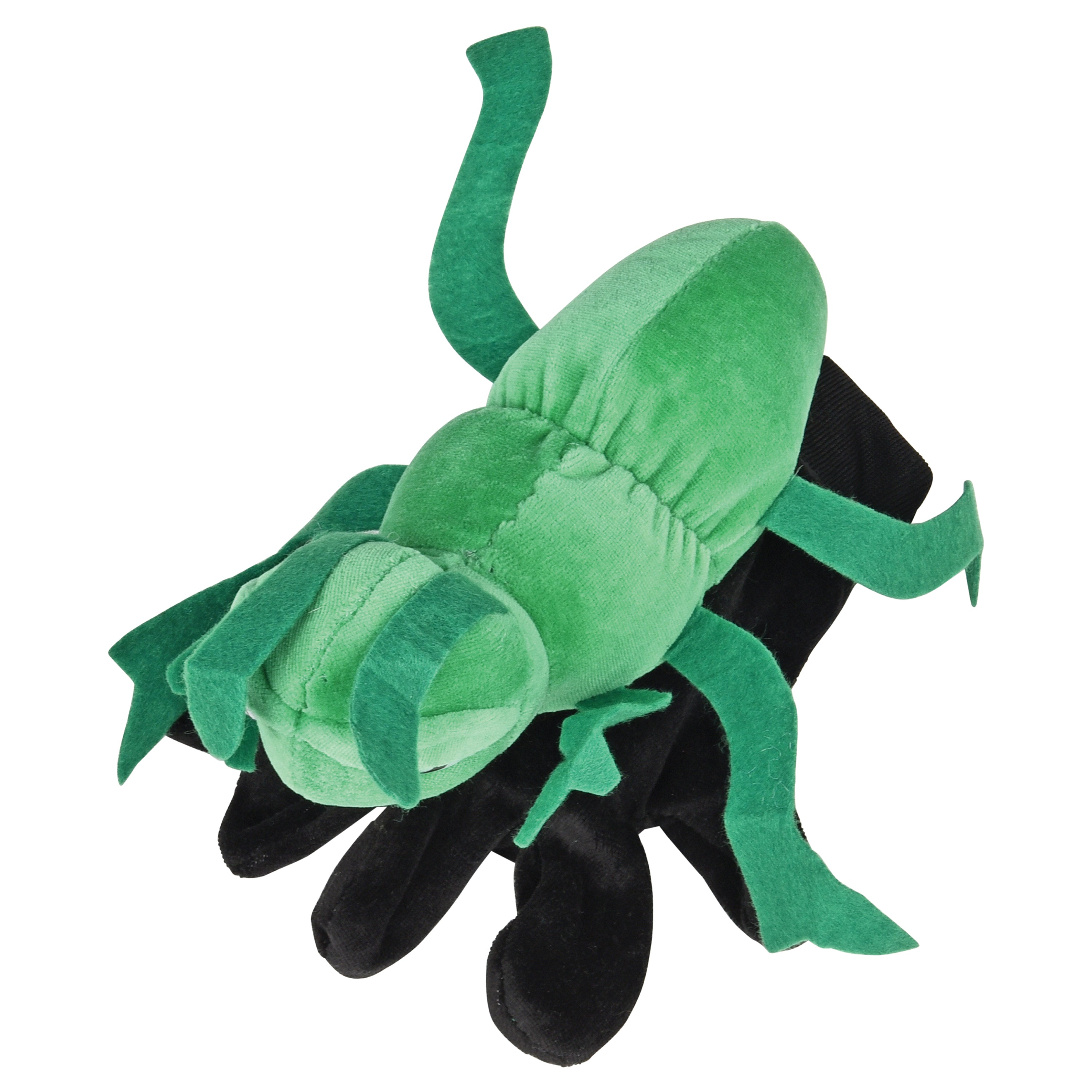Grasshopper hand puppet on white background