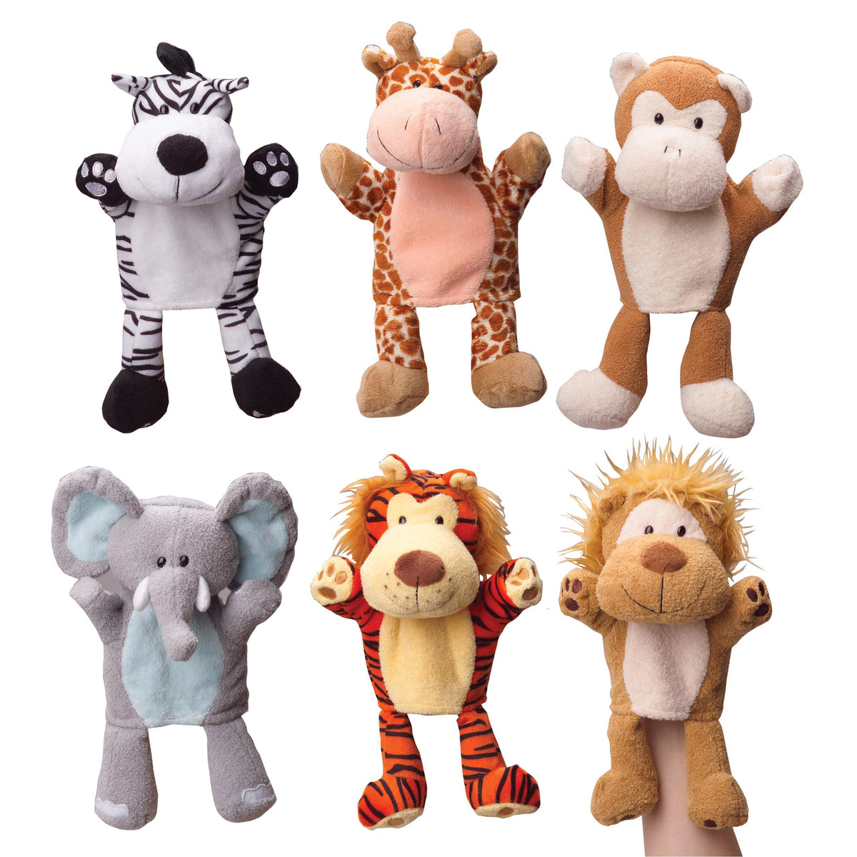 Jungle Animal Hand Puppets | 6 Piece Set