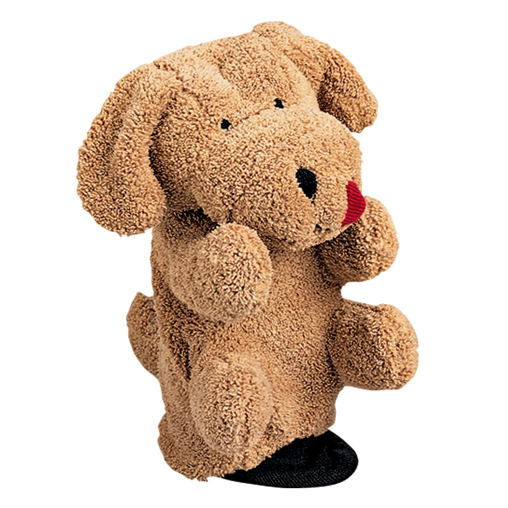 Plush dog toy on a white background