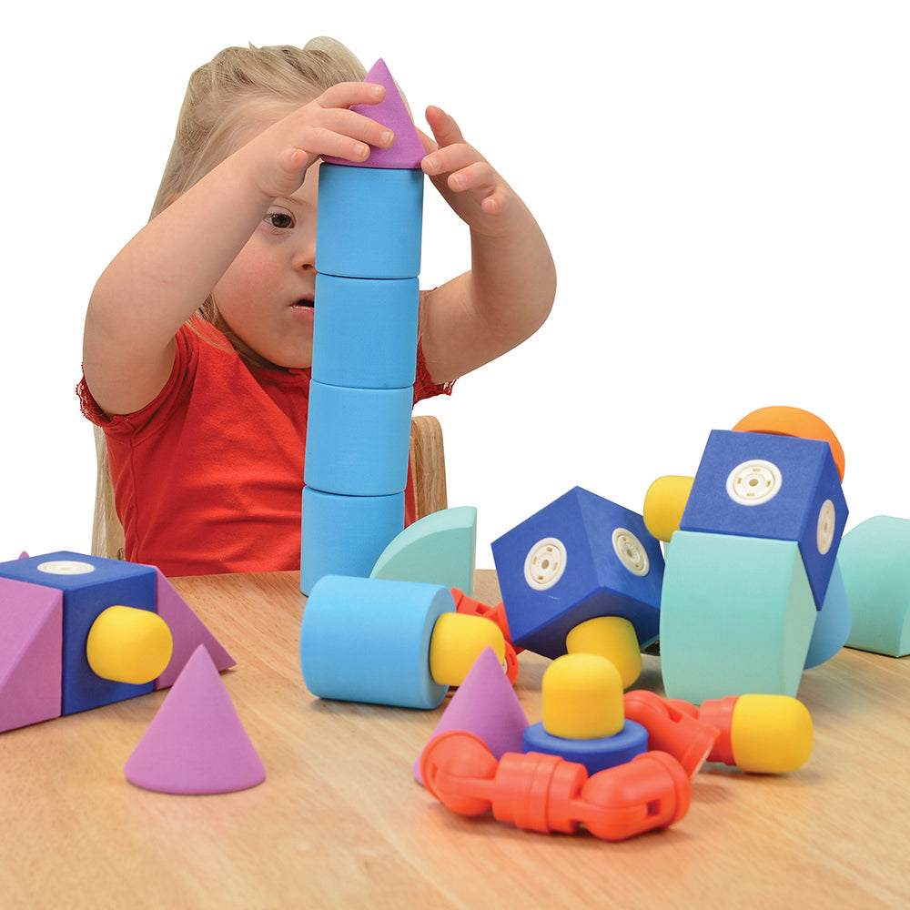 Child Building with Blockaroo Magnetic STEM Building Blocks