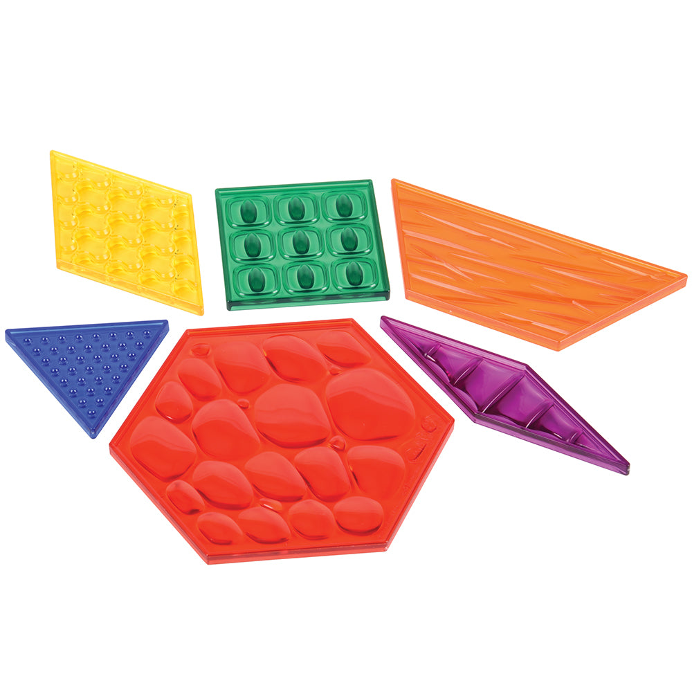 Translucent Sensory Pattern Blocks in Six Different Shapes in Six Different Colors