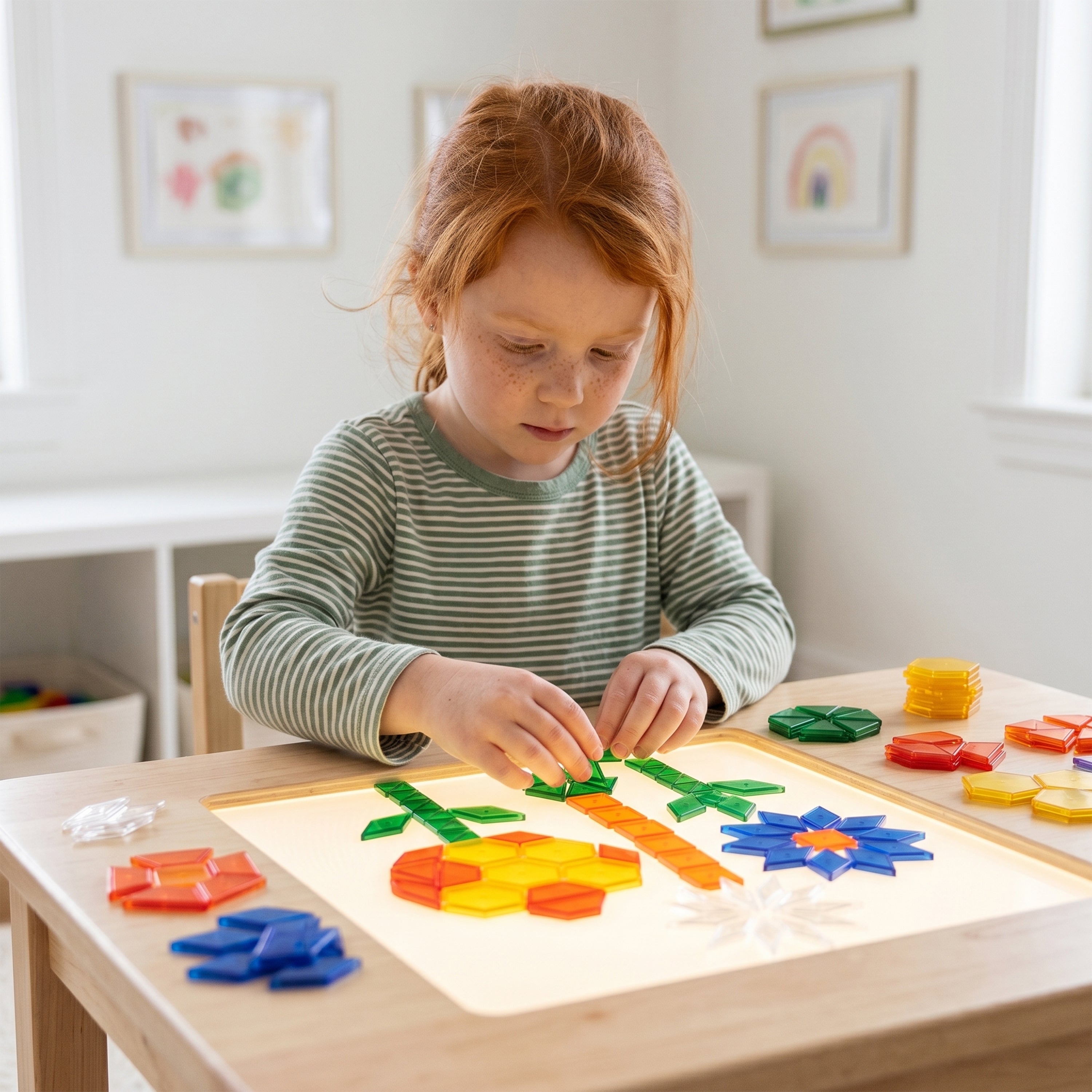 Translucent Light Table Pattern Blocks | 147-Piece Creative STEM Learning Set