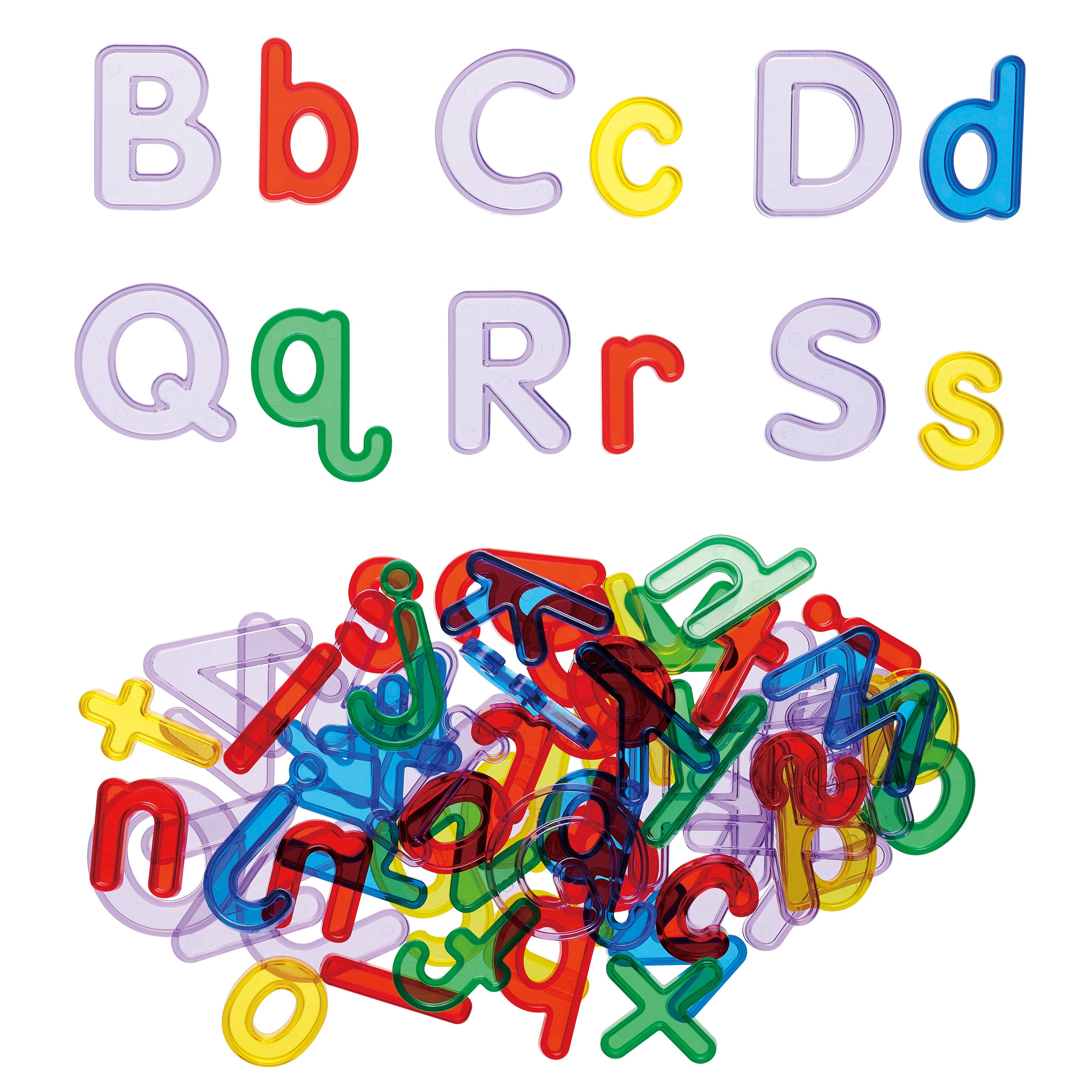 Colorful plastic letters on a white background