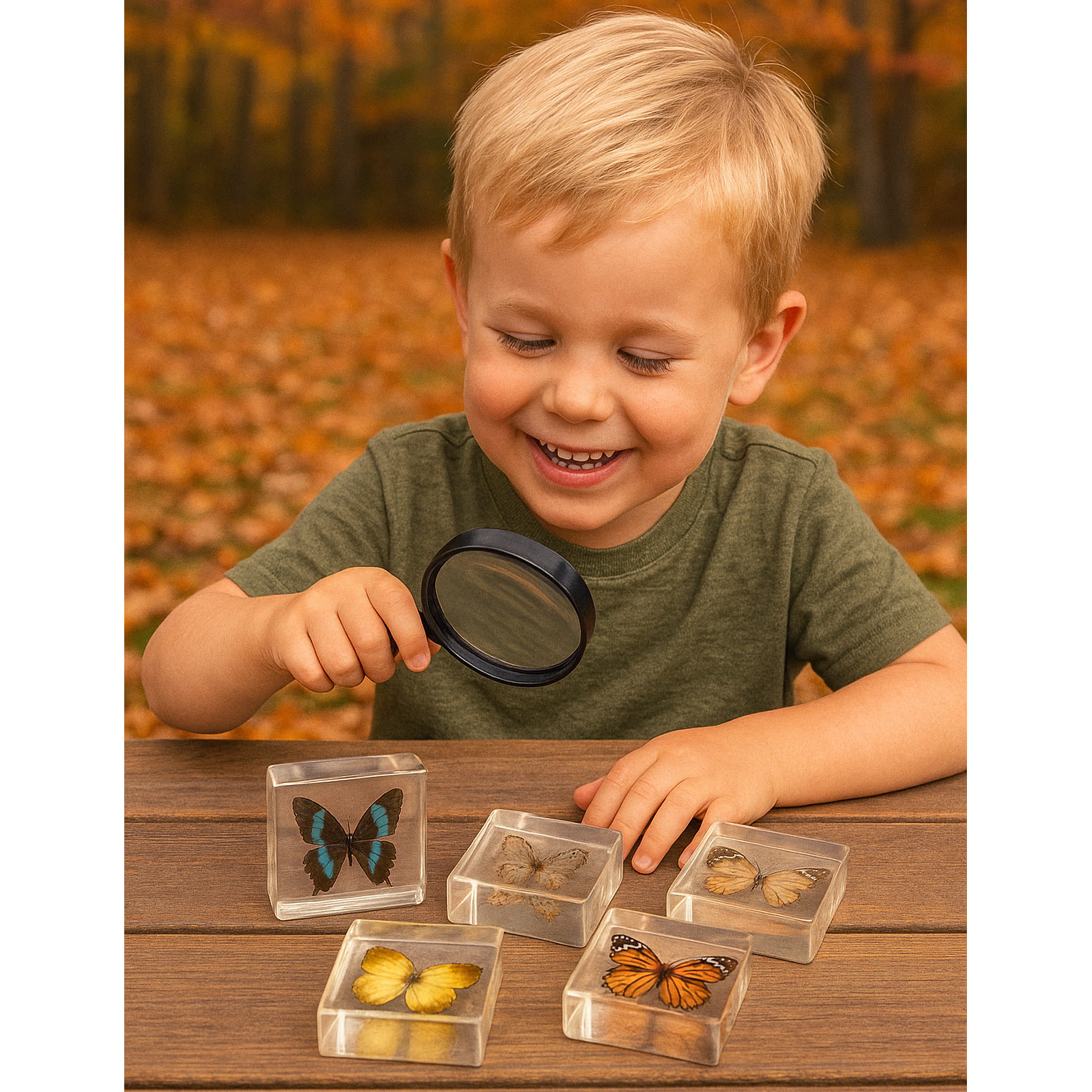 Educational Encased Butterfly Set | 4-Piece Collection with Identification Cards