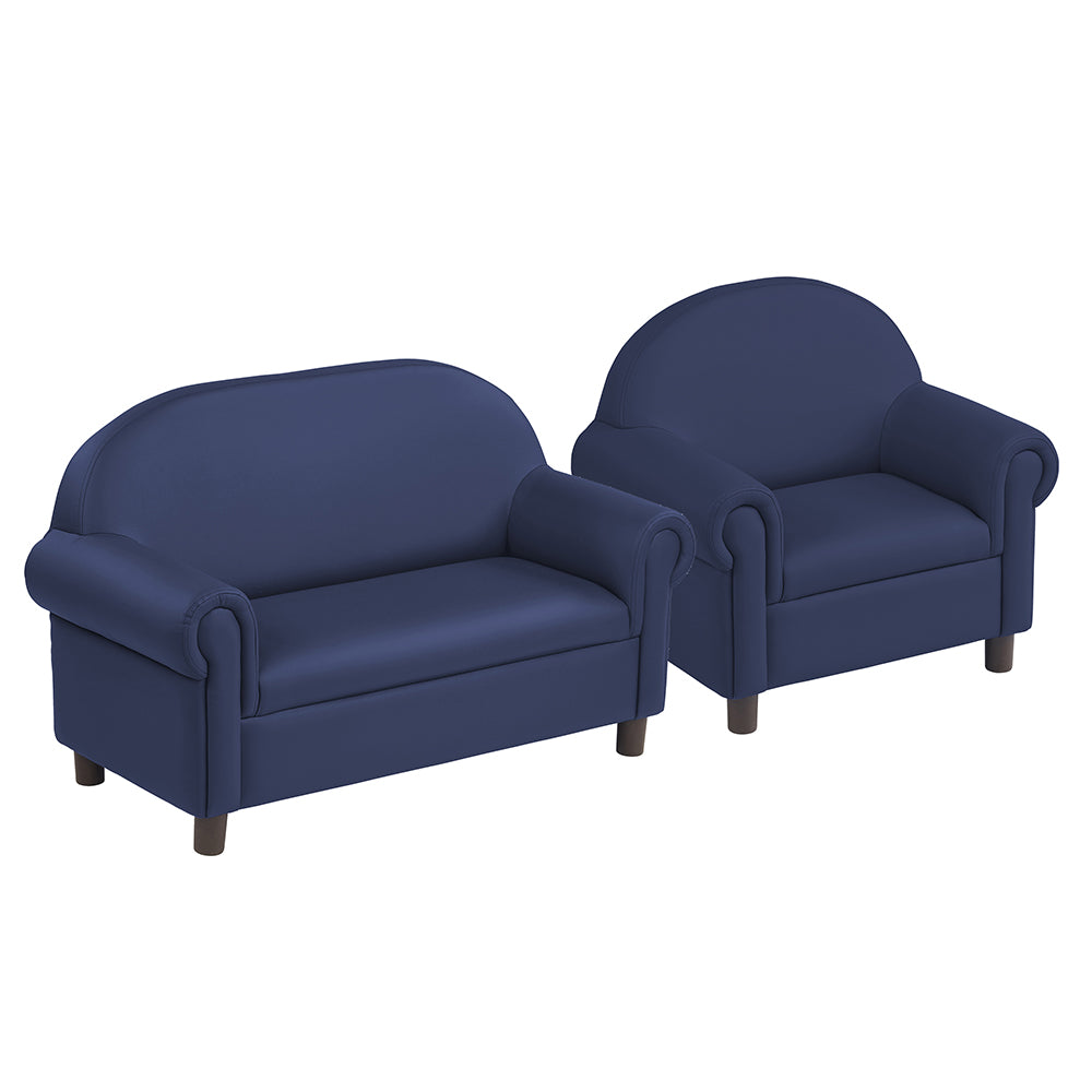 Little Lux Navy Preschool Chair & Sofa Set | Adjustable Faux Leather Kids’ Seating
