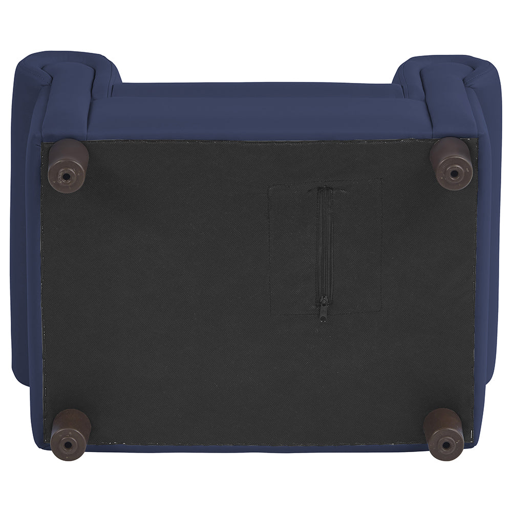 Bottom View of Little Lux Navy Preschool Lounge Chair