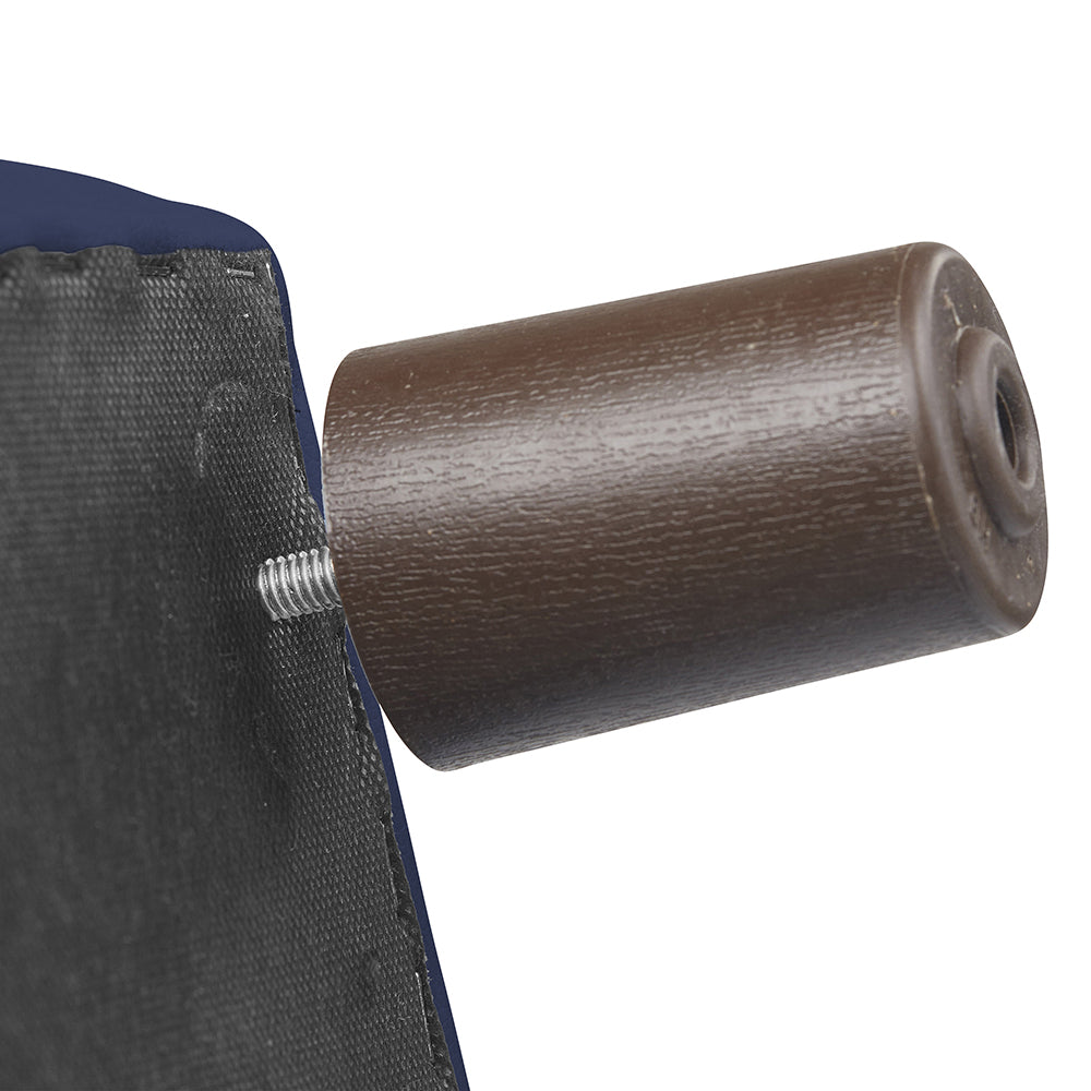 Close-up of screw-in leg on Little Lux Navy Preschool Chair & Sofa Set