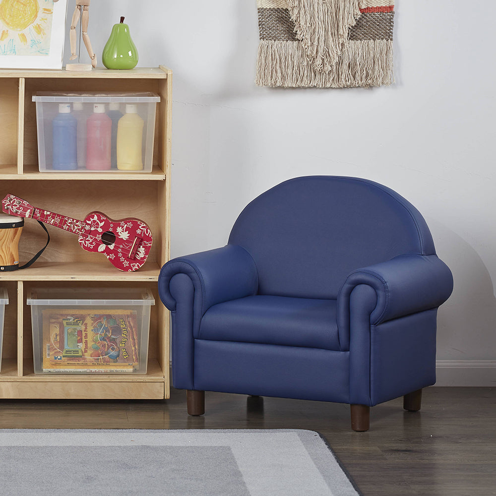 Little Lux Navy Preschool Lounge Chair in classroom