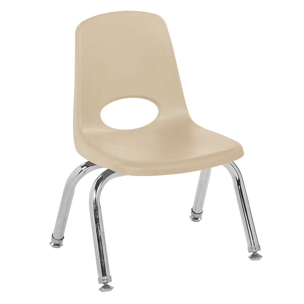 Beige chair with a hole in the backrest on a white background