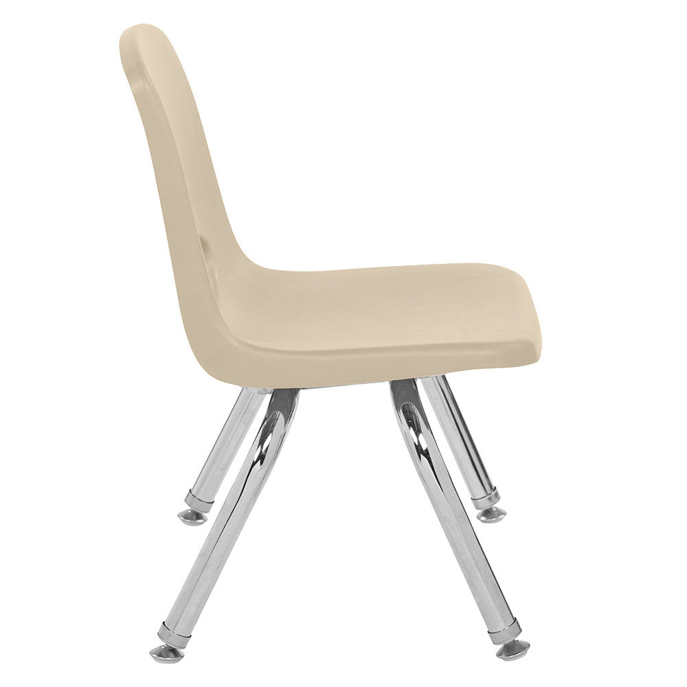 Beige chair with chrome legs on a white background