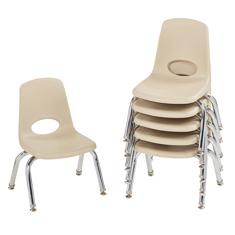 Beige chairs with chrome legs on a white background