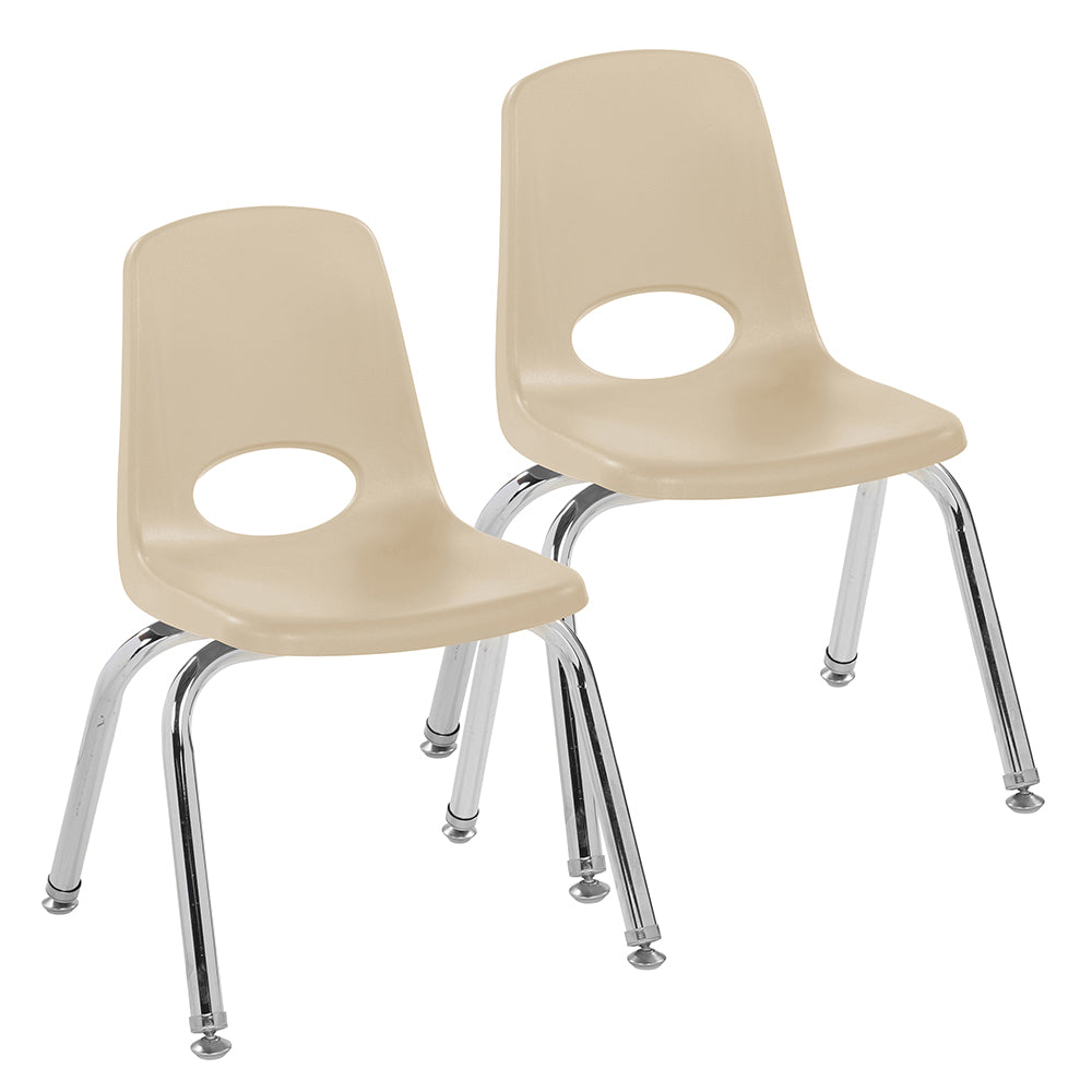 Two beige chairs with chrome legs on a white background
