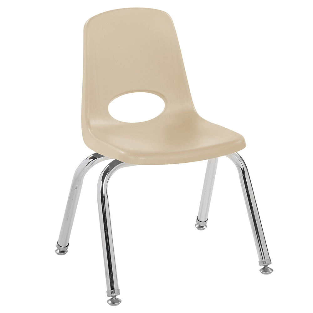 Beige chair with chrome legs on a white background
