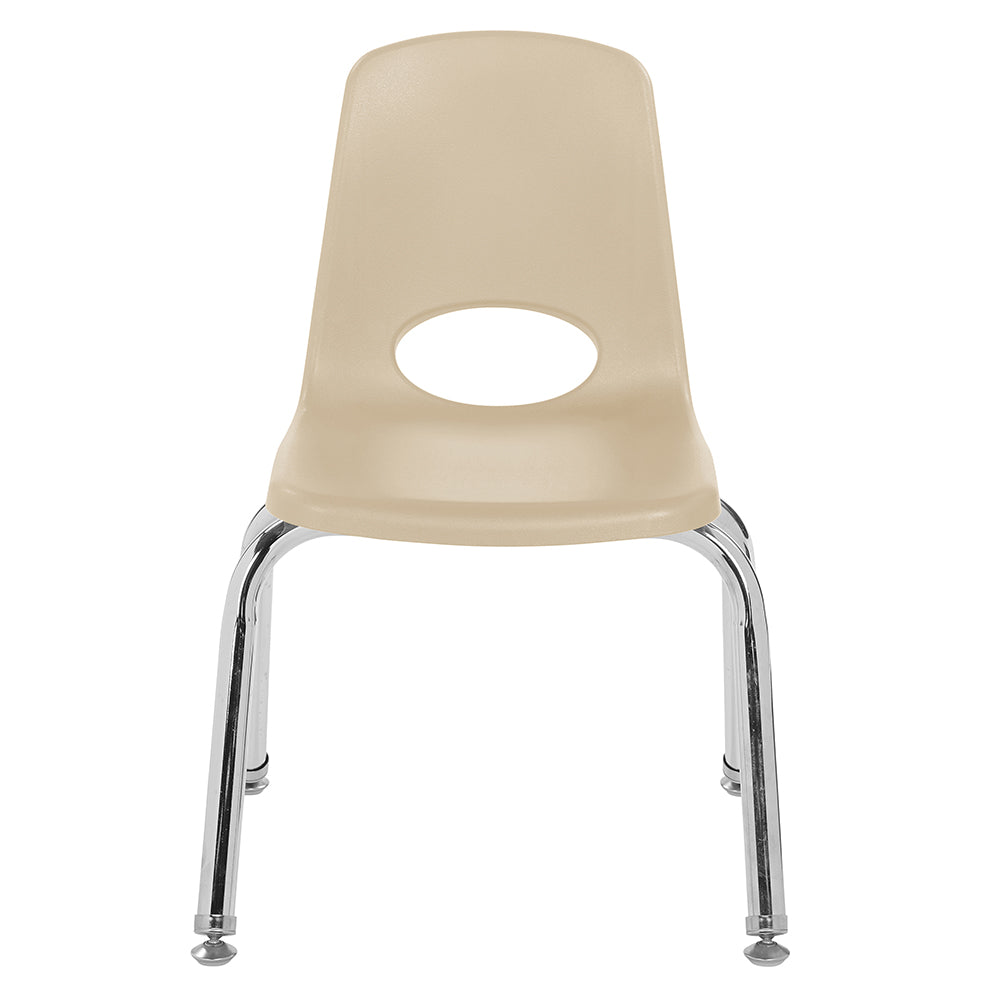 Beige chair with chrome legs on a white background
