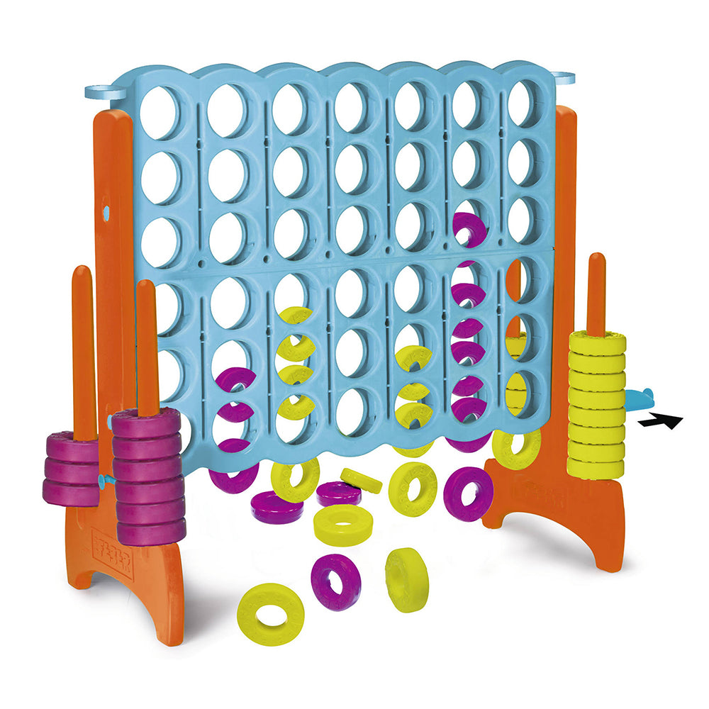 Colorful game board with pegs and rings on a white background