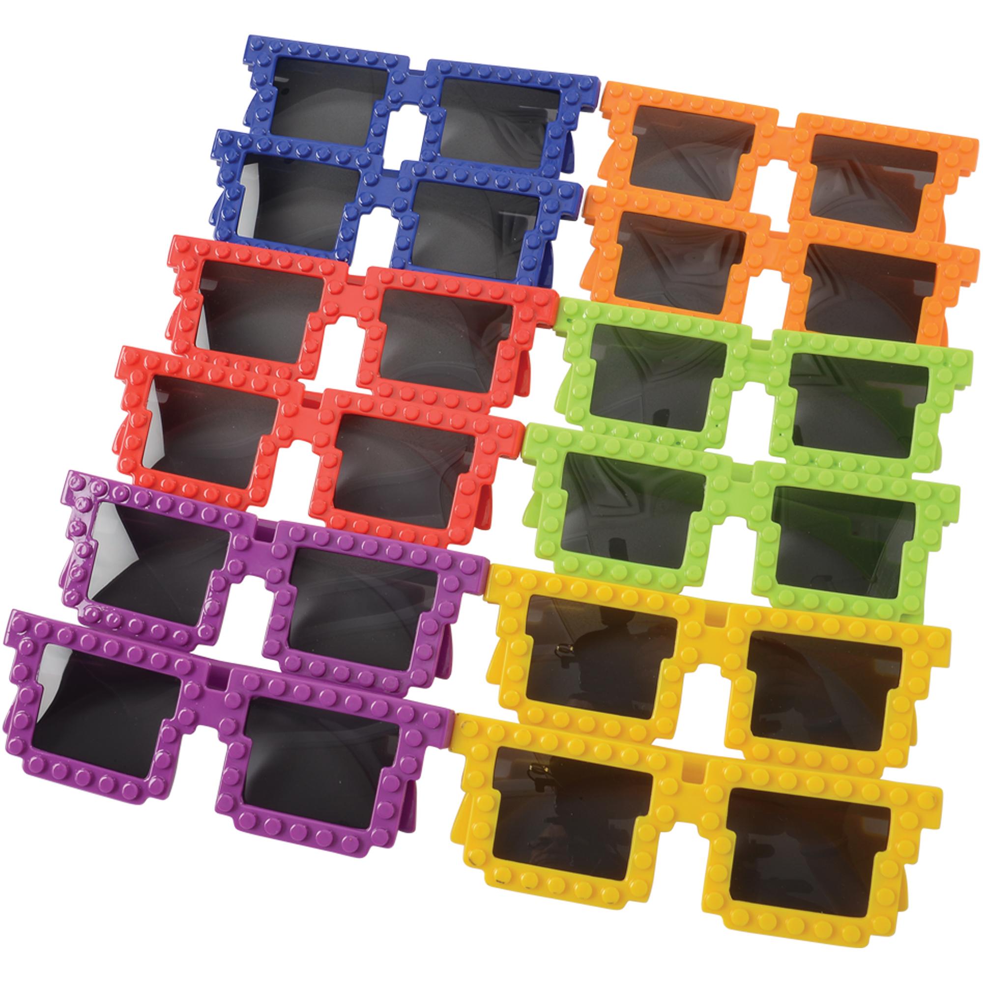 Colorful sunglasses with multicolored frames on a white background