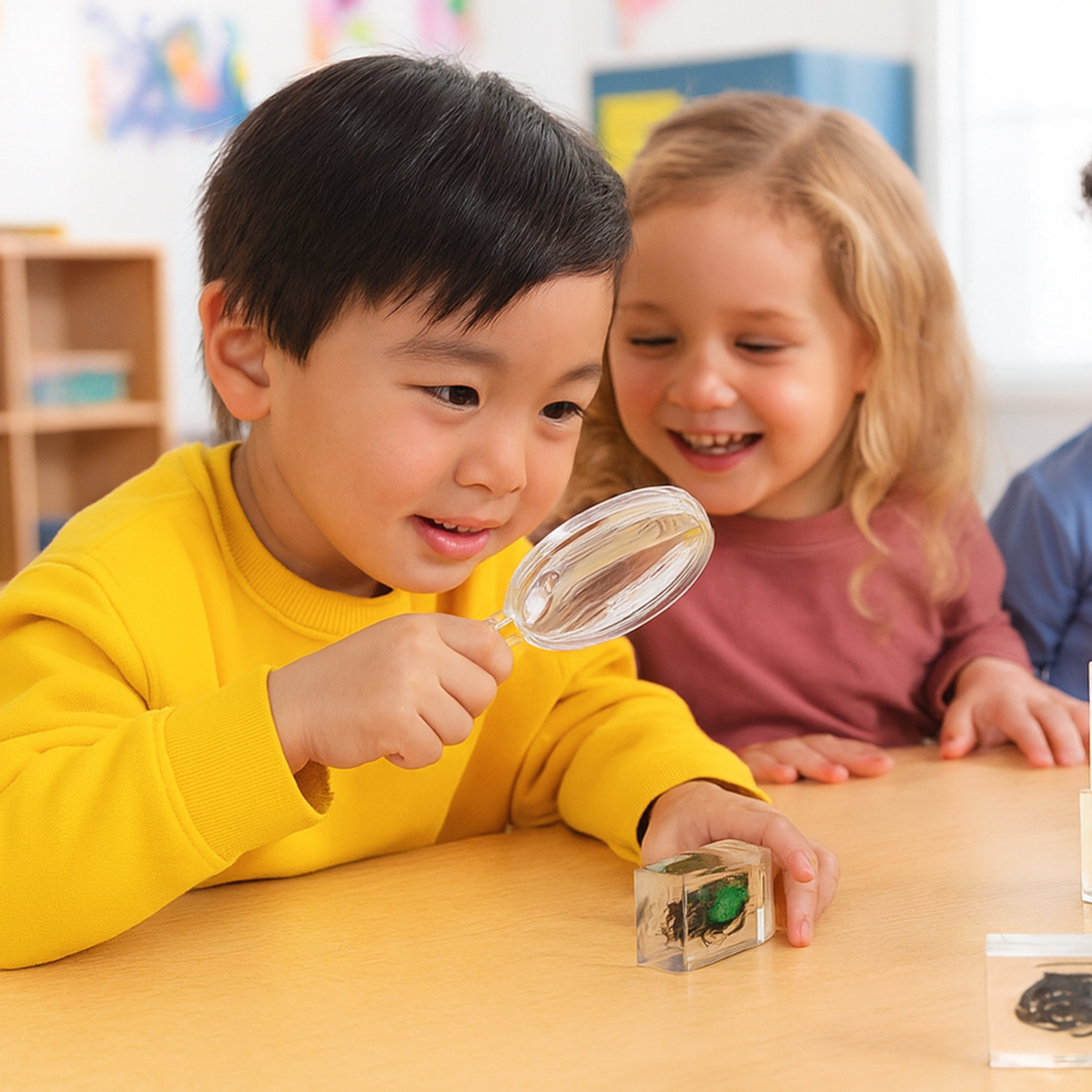 Bugs World Collection | 12 Encased Real Insects with Magnifying Glass