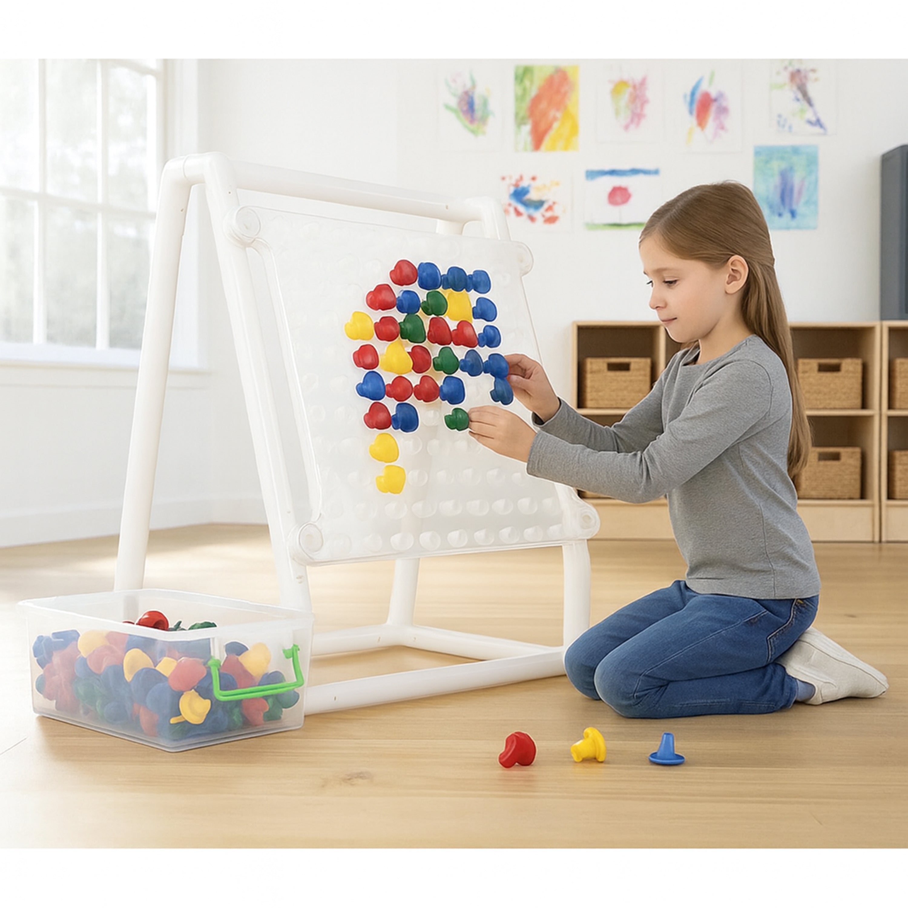 STEM Mega Pegboard Set | 100 Jumbo Pegs with Stand for Sorting, Patterns & Fine Motor Skills